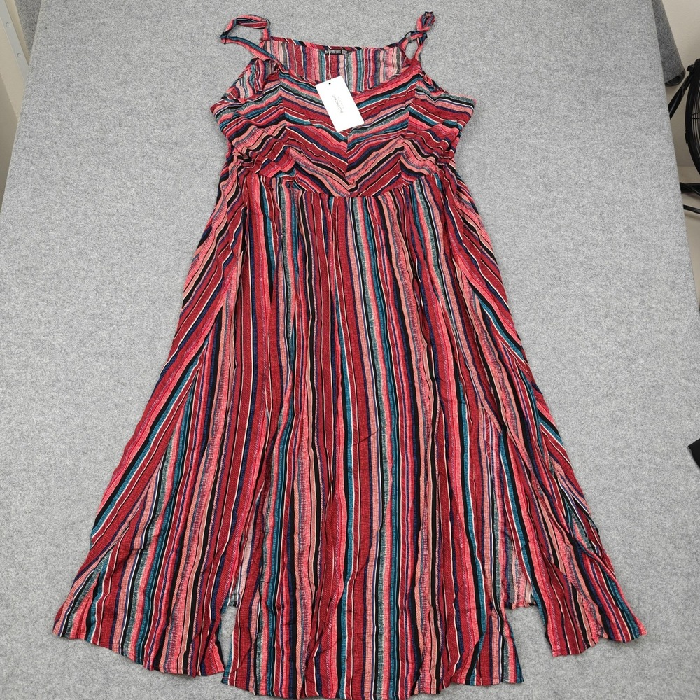 BloomChic Dress Womens 18-20 Multicolor Striped Ruffle Maxi Sundress Rayon Plus